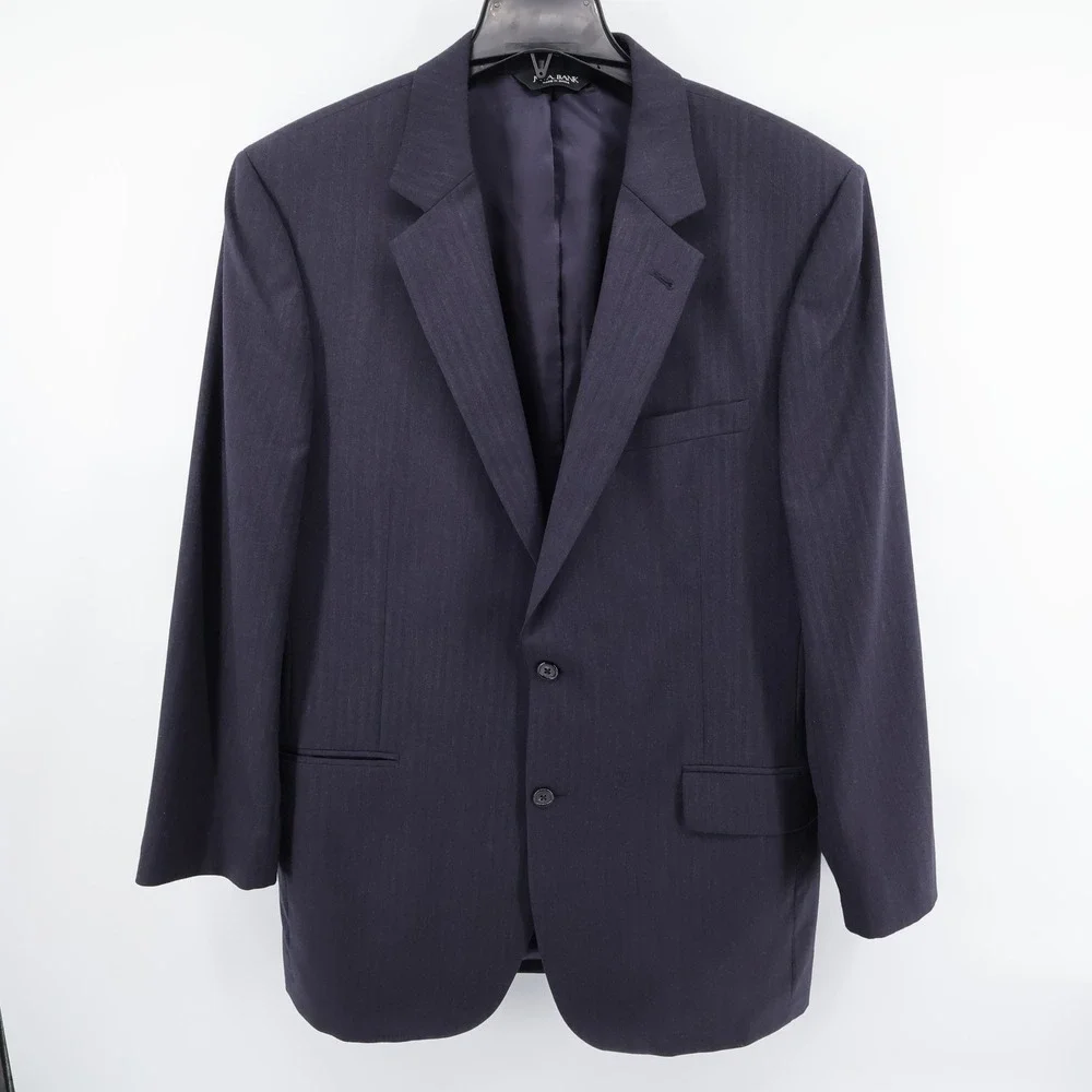 Jos. A. Bank‎ Signature Collection Pinstripe Wool Suit Navy Blue Mens 44L 36x31